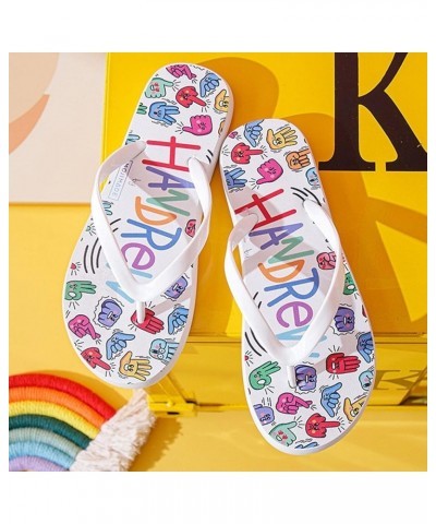 Summer Flat Sandals for Men Women Colorful Printed Beach Waterproof Flip-Flops Breathable Anti-Skid Slippers Casual Unisex N2...