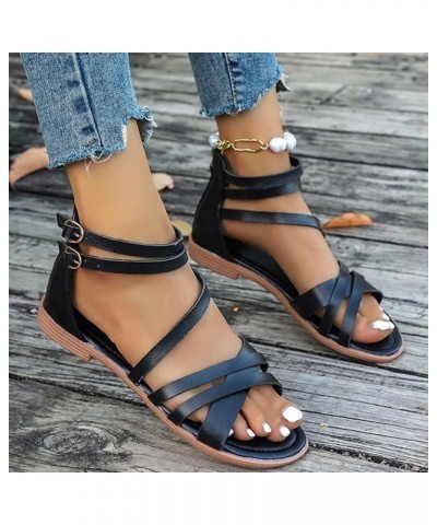 Wedge Sandals For Women Summer Mouth Roman Sandal SHoes Basic Comfy Journey Sandals Shoes Lightweight Beach Fashion I-92 Blac...