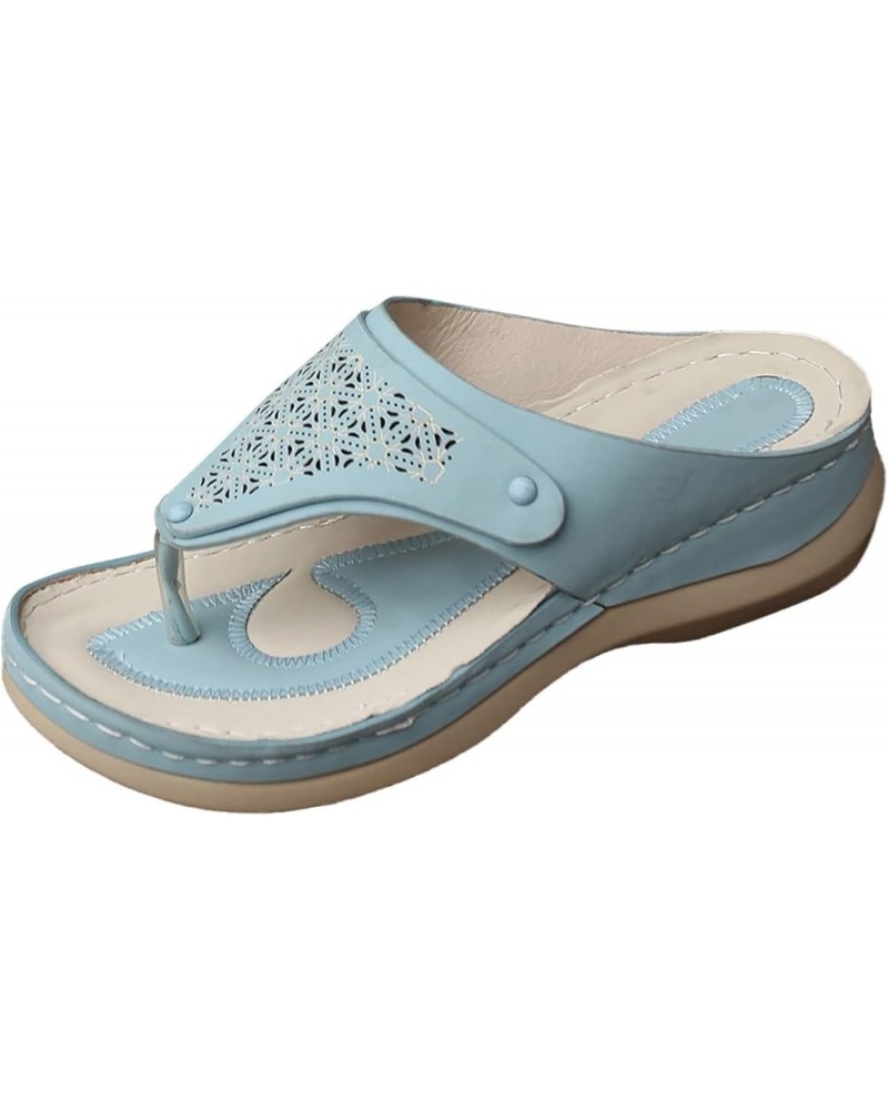 Womens Sandals Flip Flops for Women with Arch Support Cushion Summer Casual Rhinestone Wedge sandal Z 02-light Blue $12.85 Sa...