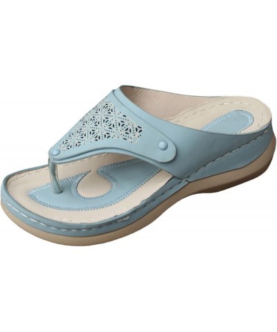 Womens Sandals Flip Flops for Women with Arch Support Cushion Summer Casual Rhinestone Wedge sandal Z 02-light Blue $12.85 Sa...