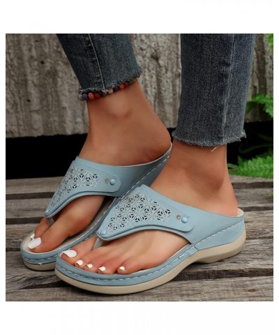 Womens Sandals Flip Flops for Women with Arch Support Cushion Summer Casual Rhinestone Wedge sandal Z 02-light Blue $12.85 Sa...