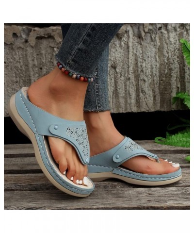 Womens Sandals Flip Flops for Women with Arch Support Cushion Summer Casual Rhinestone Wedge sandal Z 02-light Blue $12.85 Sa...