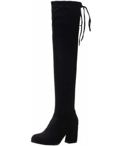 Women Over-The-Knee Chunky Heel Boots Black $31.29 Boots