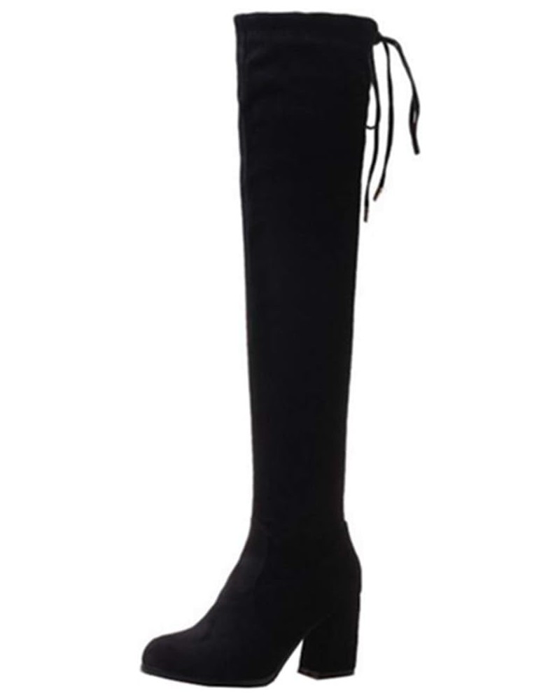 Women Over-The-Knee Chunky Heel Boots Black $31.29 Boots