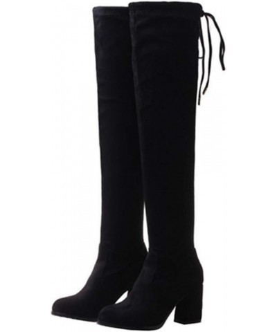 Women Over-The-Knee Chunky Heel Boots Black $31.29 Boots