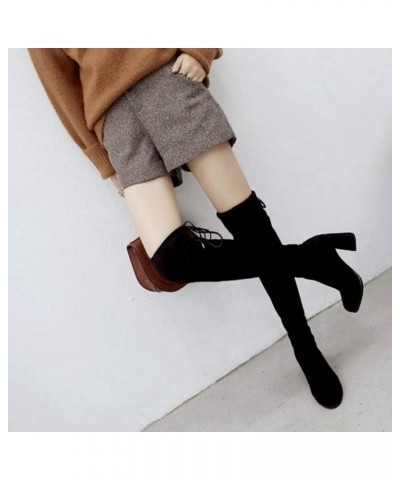 Women Over-The-Knee Chunky Heel Boots Black $31.29 Boots