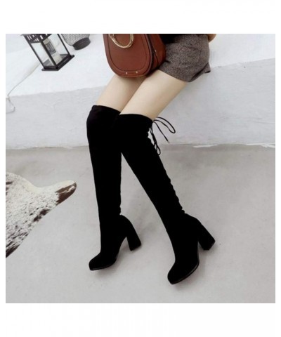 Women Over-The-Knee Chunky Heel Boots Black $31.29 Boots