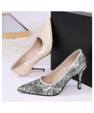 Women's High Heel Pumps Pointed Toe Slip On Stiletto Heels Rhinestone Pumps Shoes Women Office Wedding Dress Sexy Heels 3.5 I...