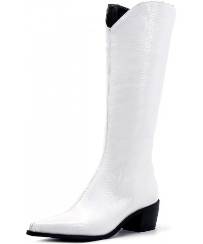 Women Pointed Toe Knee High Outdoor Equestrian Boots White 3 $35.17 Boots