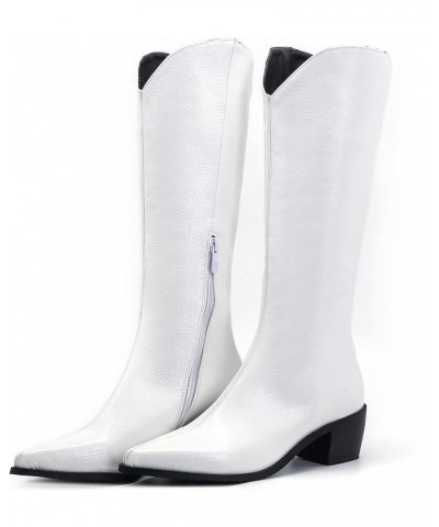 Women Pointed Toe Knee High Outdoor Equestrian Boots White 3 $35.17 Boots