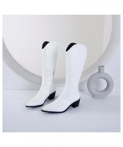 Women Pointed Toe Knee High Outdoor Equestrian Boots White 3 $35.17 Boots