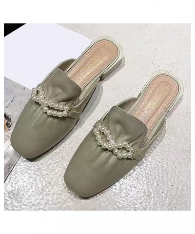 Women's Non Slip Slide Sandals Spring and Summer Bow Tie Square Heel Low Heel Slippers Casual Dressy Beach Sandals Green $12....