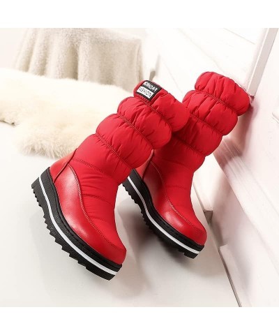 Platform Comfortable Winter Boots Down Snow Boots Elastic band Winter Boots for Women 139 Red $19.95 Outdoor Shoes