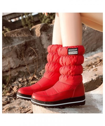 Platform Comfortable Winter Boots Down Snow Boots Elastic band Winter Boots for Women 139 Red $19.95 Outdoor Shoes