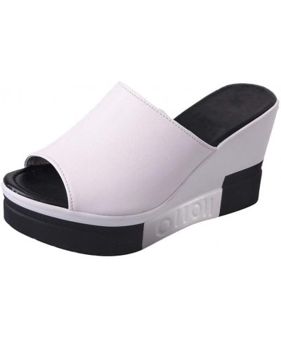 Cute Sandals Women Slip On Wedge Straw Sandals for Women Dressy Summer Wedge Comfortable Wedge Sandals Wedges $9.60 Sandals