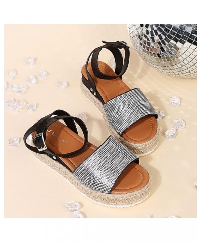 Buckle Shoes Strap Sandals Weave Toe Beach Women's Open Breathable Summer Wedges Women's Wedges Slip on Wedges for Women Blac...