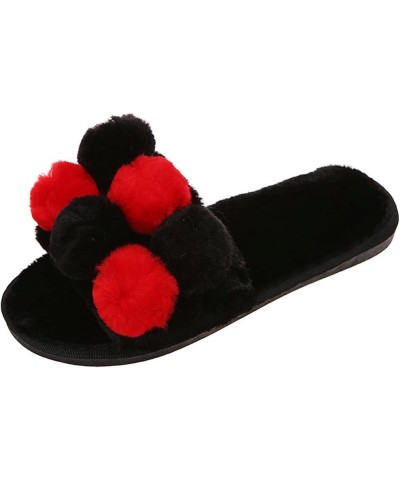 Barefoot Floor Slippers Women Men Fit and Flare Couple's Winter Indoor Home Velvet Shoes Leisure Fall Winter Loungewear F-bla...