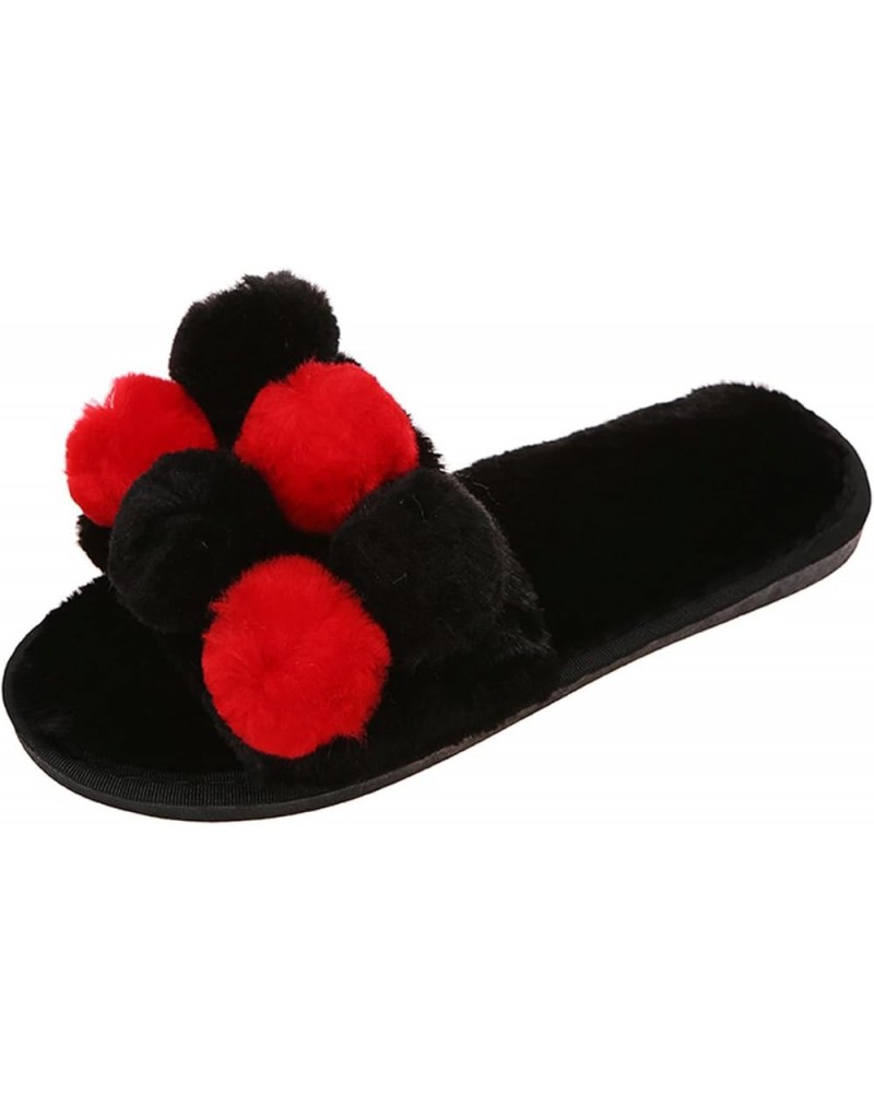 Barefoot Floor Slippers Women Men Fit and Flare Couple's Winter Indoor Home Velvet Shoes Leisure Fall Winter Loungewear F-bla...