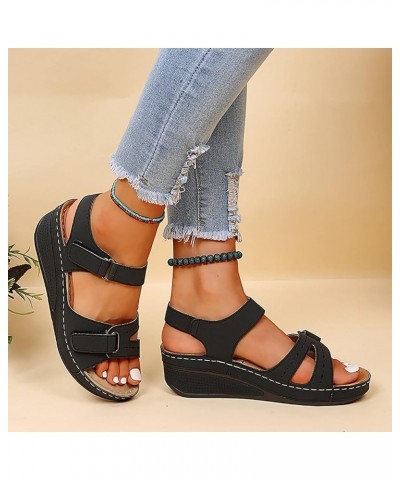 Boots For Women Platform Sleep Wedges For Adults Legs Women Platform Sandals For Women Heeled Sandals Women S Black-i $15.86 ...