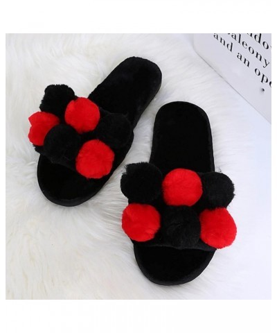 Barefoot Floor Slippers Women Men Fit and Flare Couple's Winter Indoor Home Velvet Shoes Leisure Fall Winter Loungewear F-bla...