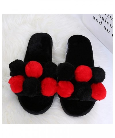 Barefoot Floor Slippers Women Men Fit and Flare Couple's Winter Indoor Home Velvet Shoes Leisure Fall Winter Loungewear F-bla...