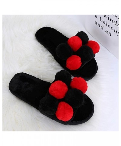 Barefoot Floor Slippers Women Men Fit and Flare Couple's Winter Indoor Home Velvet Shoes Leisure Fall Winter Loungewear F-bla...