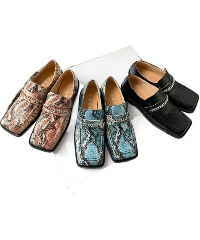 TIFGHK Thick Heel Serpentine British Outer wear Thick Bottom Square Head Flat Mules 36 Heise $37.94 Mules & Clogs