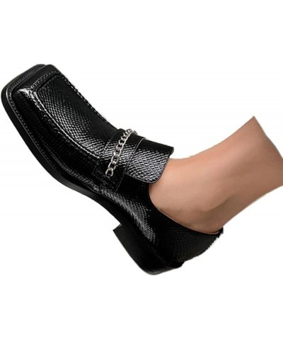 TIFGHK Thick Heel Serpentine British Outer wear Thick Bottom Square Head Flat Mules 36 Heise $37.94 Mules & Clogs