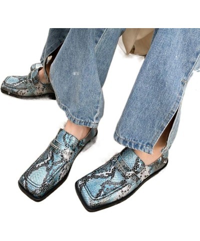 TIFGHK Thick Heel Serpentine British Outer wear Thick Bottom Square Head Flat Mules 36 Heise $37.94 Mules & Clogs