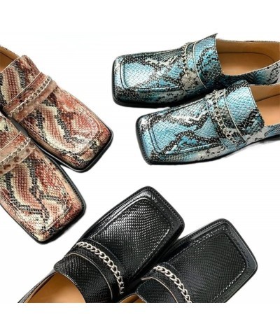 TIFGHK Thick Heel Serpentine British Outer wear Thick Bottom Square Head Flat Mules 36 Heise $37.94 Mules & Clogs