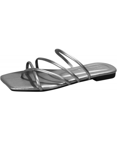 Summer Dress Beach Sandals, Thong Flat Sandals, Women's Open Toes Ankle Strap Flat Sandals Grey-b $15.48 Sandals