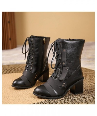 Womens Hiking Boots Cowboy Boots Snow Boots for Women Plaform Knee High Boots A-black $19.03 Boots