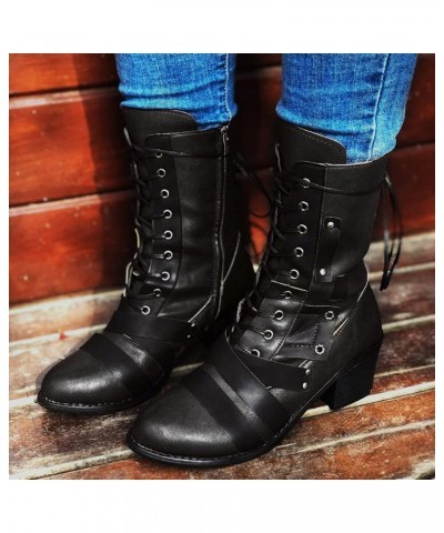 Womens Hiking Boots Cowboy Boots Snow Boots for Women Plaform Knee High Boots A-black $19.03 Boots