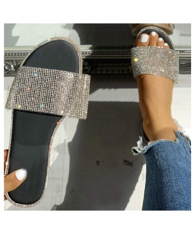 Retro Rhinestone Flat Sandals Women Sandals Sparkly Women Sandals Flat Sandals Flip Flop Gladiator Sandals for Women 6 Black ...