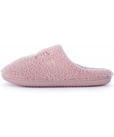 Couples Women Slip On Furry Plush Flat Home Winter Round Toe Keep Warm Cartoon Slippers Comfy House Slippers for Hot Pink $11...