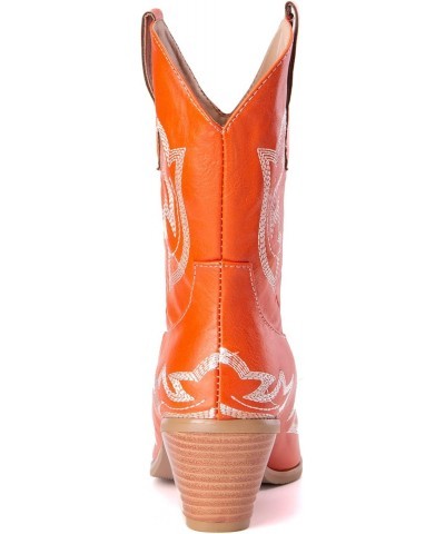 Fashion Women's Short Shaft/Ankle/Mid Calf Cowboy Boots with Block Heels and Pointed Toe Western Boots, Orange1, 10 $36.71 Boots