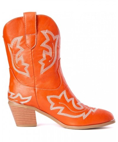 Fashion Women's Short Shaft/Ankle/Mid Calf Cowboy Boots with Block Heels and Pointed Toe Western Boots, Orange1, 10 $36.71 Boots