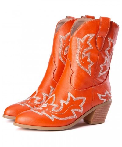 Fashion Women's Short Shaft/Ankle/Mid Calf Cowboy Boots with Block Heels and Pointed Toe Western Boots, Orange1, 10 $36.71 Boots