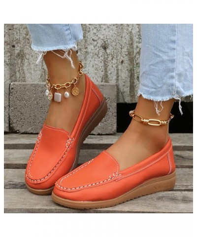 Cut Out Pumps Walking Shoes Silp On Leather Shoes elephant gifts for women Women Slip-on Platform Loafers Z-01 Orange $19.48 ...