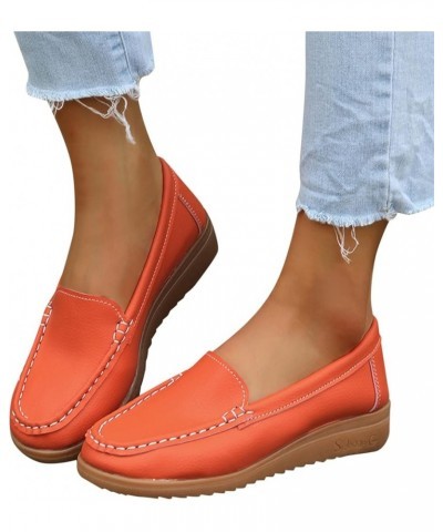 Cut Out Pumps Walking Shoes Silp On Leather Shoes elephant gifts for women Women Slip-on Platform Loafers Z-01 Orange $19.48 ...