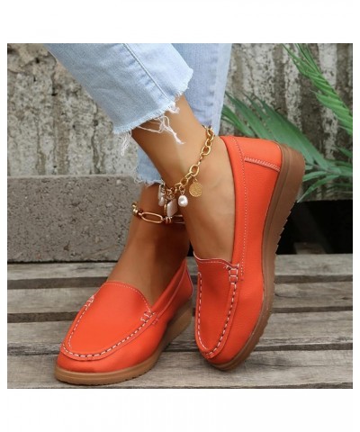 Cut Out Pumps Walking Shoes Silp On Leather Shoes elephant gifts for women Women Slip-on Platform Loafers Z-01 Orange $19.48 ...