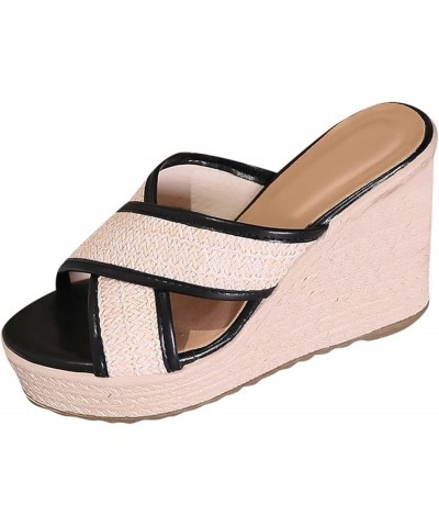 Women's Flat Sandals Stretch Support Slip Women's Platform Wedge Sandals Stretch Ladies Yoga Black $22.79 Sandals