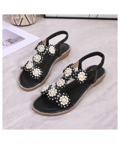 Women's Sandals Women Wedges Sandals Strap Shoes Shoes Sandals Flops Buckle for Women Summer Flip Women Fashion 7.5 Black $19...