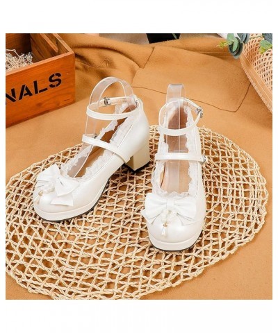 Women's Platform Oxfords Mary Jane Dress Pump Shoe Ankle Buckle Round Toe High Block Chunky Heel Shoes Brogues White $32.12 P...