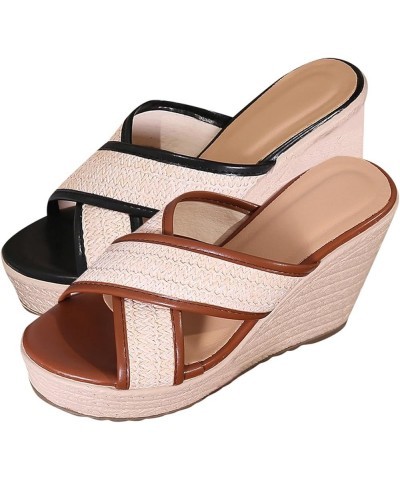 Women's Flat Sandals Stretch Support Slip Women's Platform Wedge Sandals Stretch Ladies Yoga Black $22.79 Sandals