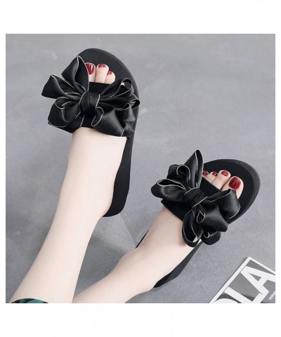 Women's Bohemian Bowknot Wedge Slide Sandals Fashion Platform Anti-Slip Comfort Summer Beach Sandal Black-black Bowknot $16.4...