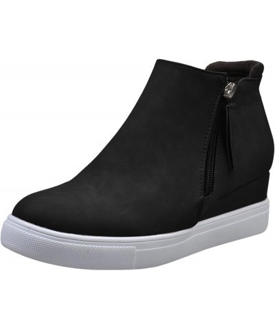 Women Platform Boots Casual Fashion Winter Shoes Over Ankle Black Boots Outdoor Walking Extremely Comfy Black $20.01 Boots