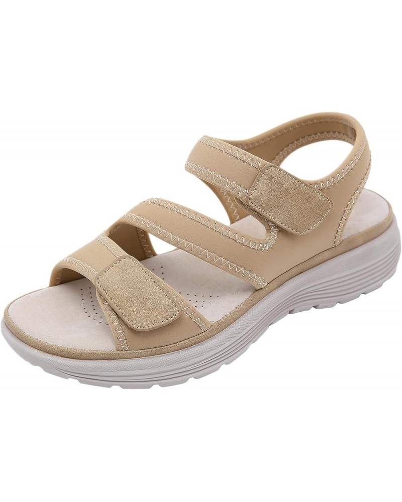 Women's Sports Wedge Heel Lightweight Hook Loop Large Sandals Wedge Sandals for Women Sexy (Black, 8) 8.5 Beige $31.55 Sandals