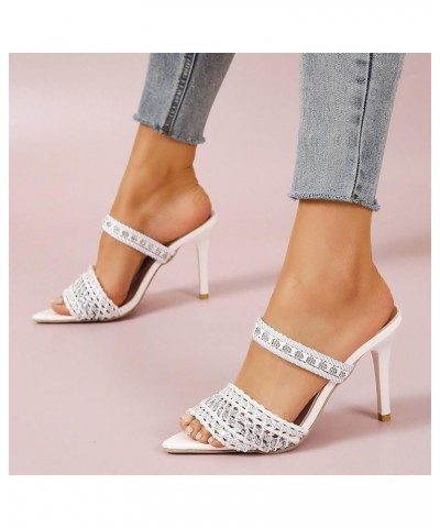 Heels for Women Strappy Sandals Chunky Pumps Low Heels Open Toe Block Heels for Daily Wear Women'S Heeled Sandals Z 04-white ...