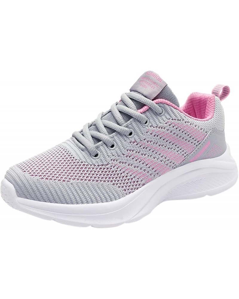 Walking Shoes for Women - Women Mesh Round Cross Straps Flat Sneakers Running Shoes Z-06 Grey $14.41 Athletic Shoes